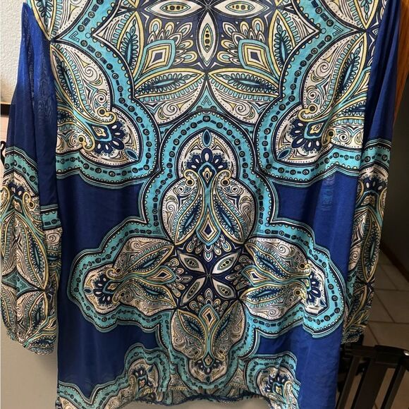 INC International Concepts Women beaded Boho Blouse with underslip  Petite XL - Picture 7 of 10
